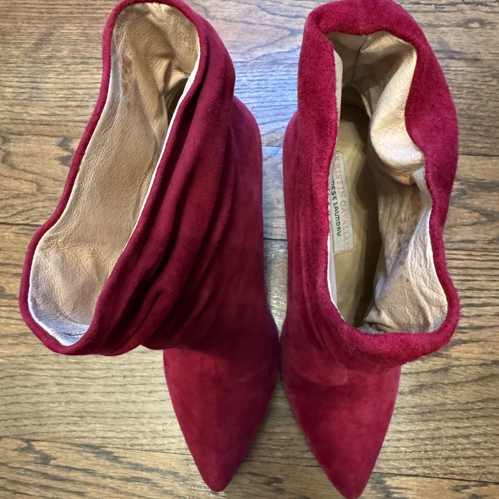 Kristen Cavallari Chinese Laundry Red Suede Slouch Ankle Boots Size 9 / 40 - Picture 7 of 8